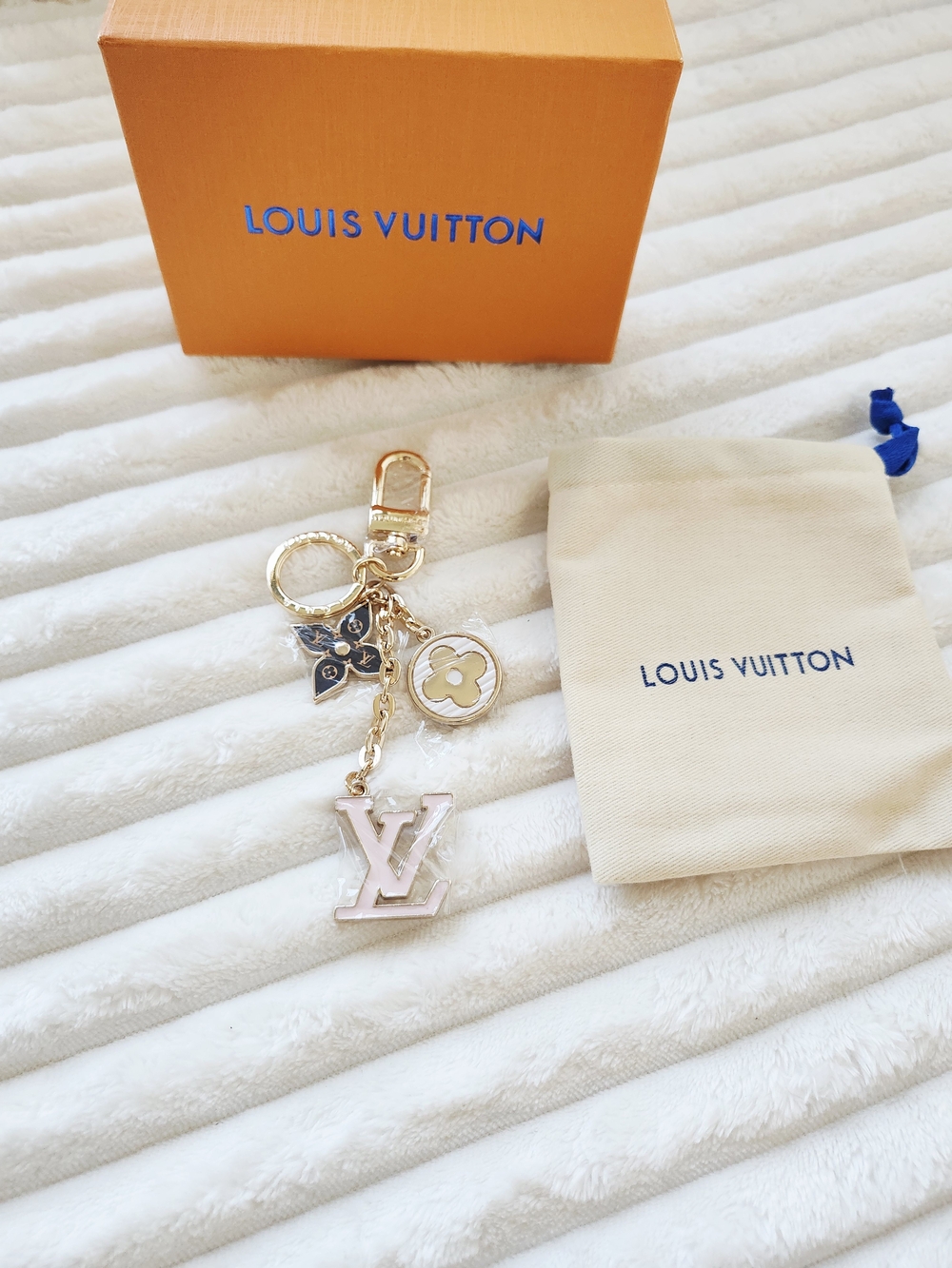 Louis Vuitton Pink and Gold LV Monogram Bag Charm Keychain